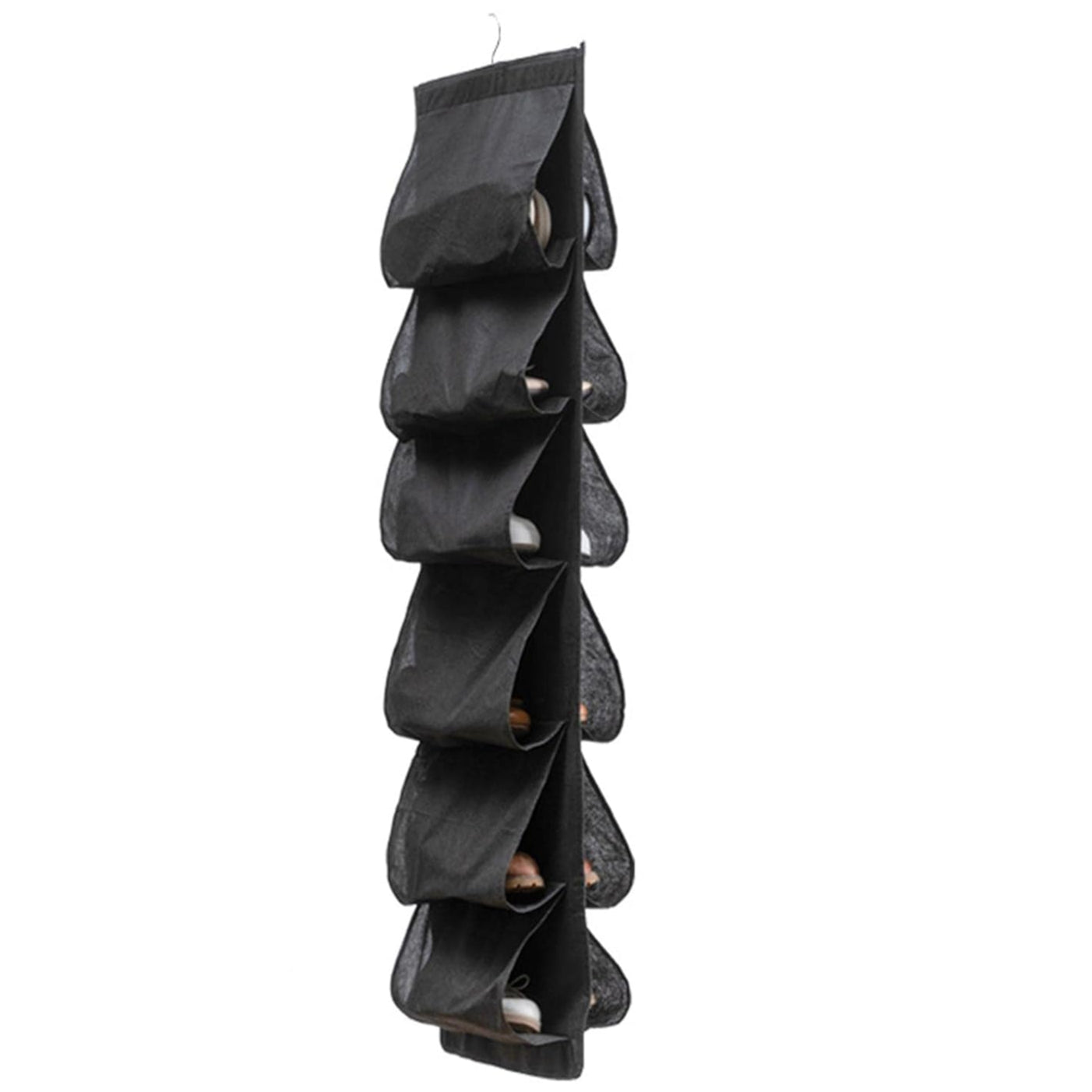 Organizator suspendat pentru pantofi, Zola®, 12 compartimente, agatatoare metalica, 117 x 32 cm, negru Organizator suspendat pentru pantofi, Zola®, 12 compartimente, agatatoare metalica, 117 x 32 cm, negru